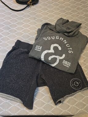 Doughnuts & Deadlifts Gray Logo Hoodie and Shorts Set